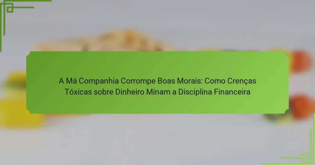 A Má Companhia Corrompe Boas Morais: Como Crenças Tóxicas sobre Dinheiro Minam a Disciplina Financeira