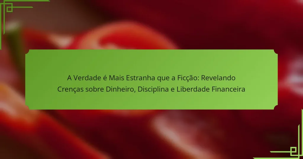 A Verdade é Mais Estranha que a Ficção: Revelando Crenças sobre Dinheiro, Disciplina e Liberdade Financeira