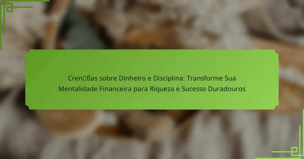 Crenças sobre Dinheiro e Disciplina: Transforme Sua Mentalidade Financeira para Riqueza e Sucesso Duradouros