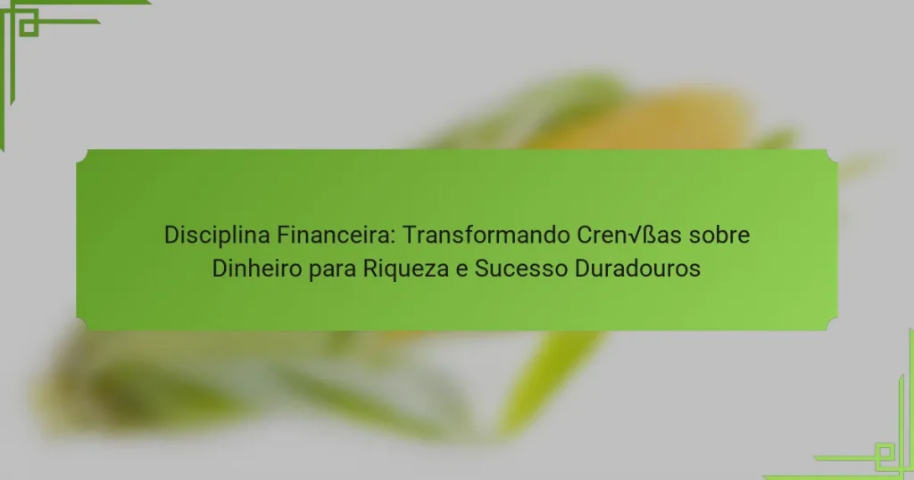 Disciplina Financeira: Transformando Crenças sobre Dinheiro para Riqueza e Sucesso Duradouros