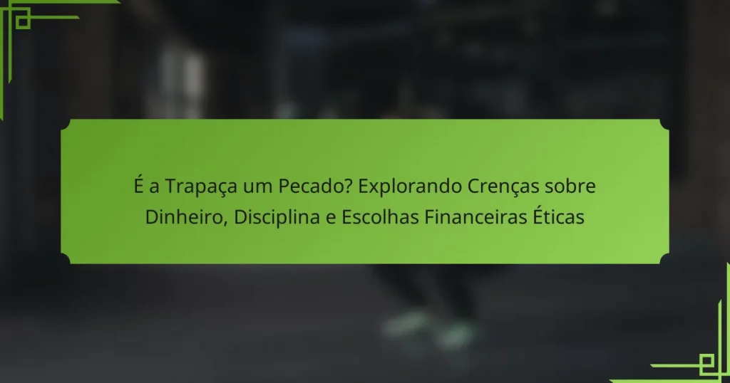 É a Trapaça um Pecado? Explorando Crenças sobre Dinheiro, Disciplina e Escolhas Financeiras Éticas