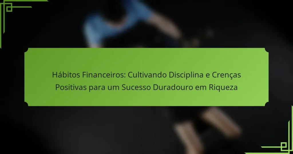 Hábitos Financeiros: Cultivando Disciplina e Crenças Positivas para um Sucesso Duradouro em Riqueza