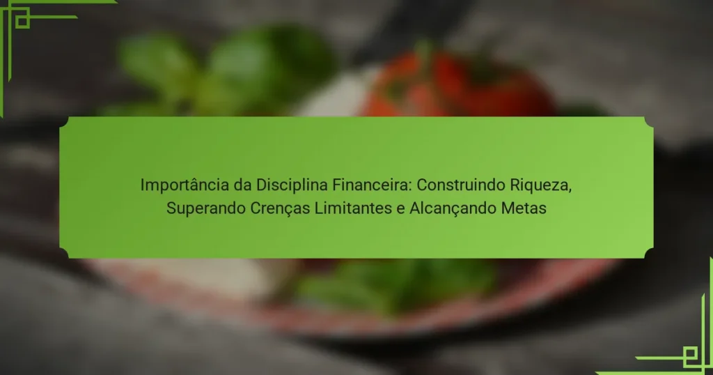 Importância da Disciplina Financeira: Construindo Riqueza, Superando Crenças Limitantes e Alcançando Metas