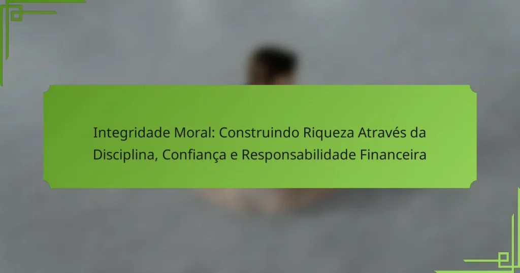 Integridade Moral: Construindo Riqueza Através da Disciplina, Confiança e Responsabilidade Financeira