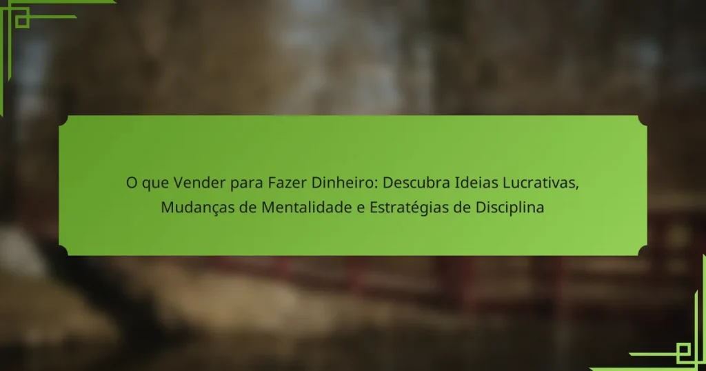 O que Vender para Fazer Dinheiro: Descubra Ideias Lucrativas, Mudanças de Mentalidade e Estratégias de Disciplina