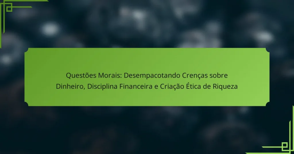 Questões Morais: Desempacotando Crenças sobre Dinheiro, Disciplina Financeira e Criação Ética de Riqueza