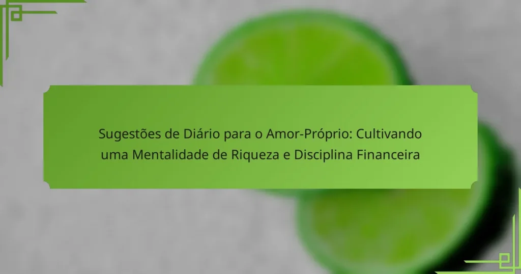 Sugestões de Diário para o Amor-Próprio: Cultivando uma Mentalidade de Riqueza e Disciplina Financeira