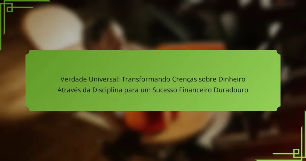 Verdade Universal: Transformando Crenças sobre Dinheiro Através da Disciplina para um Sucesso Financeiro Duradouro