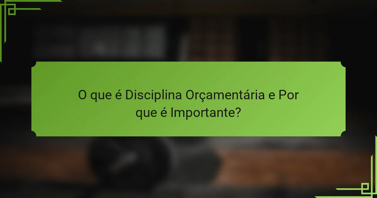 O que é Disciplina Orçamentária e Por que é Importante?