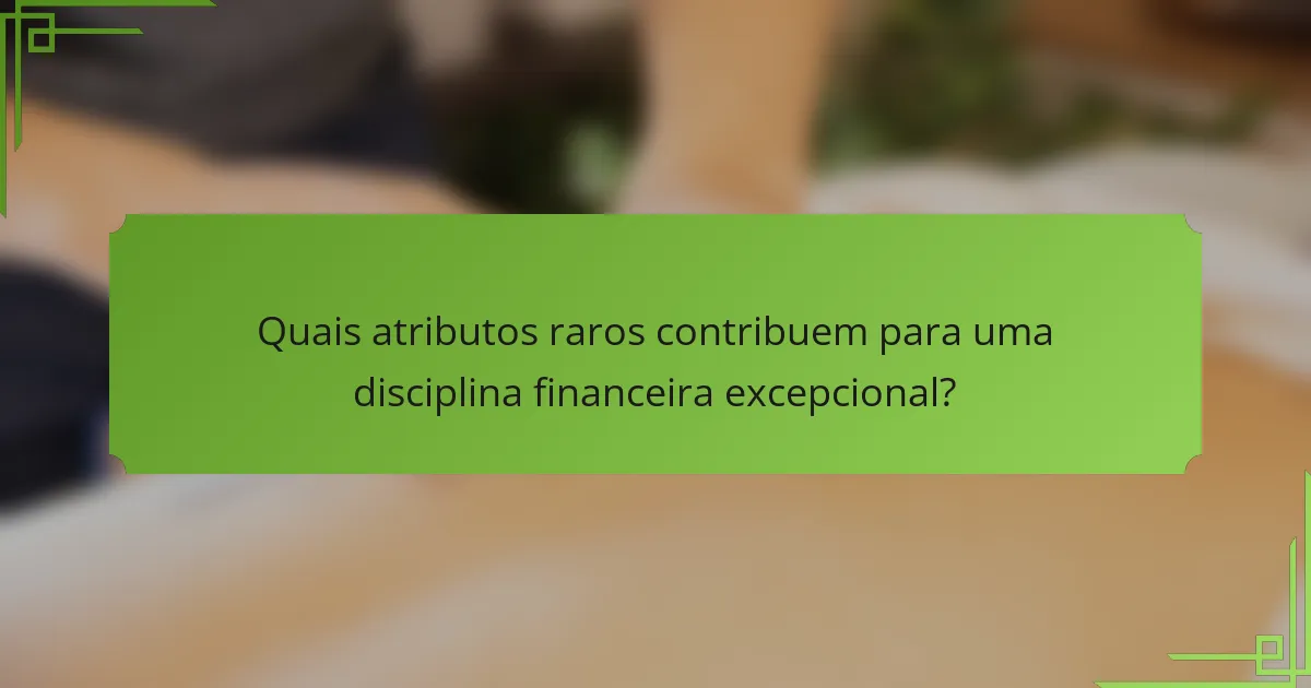 Quais Atributos Raros Contribuem para uma Disciplina Financeira Excepcional?