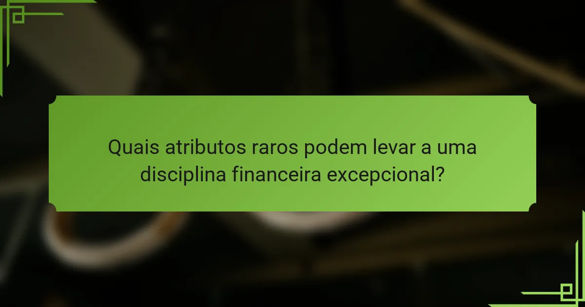 Quais atributos raros podem levar a uma disciplina financeira excepcional?