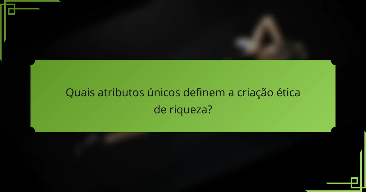 Quais atributos únicos definem a criação ética de riqueza?