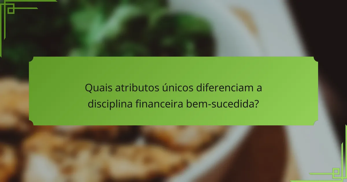 Quais atributos únicos diferenciam a disciplina financeira bem-sucedida?