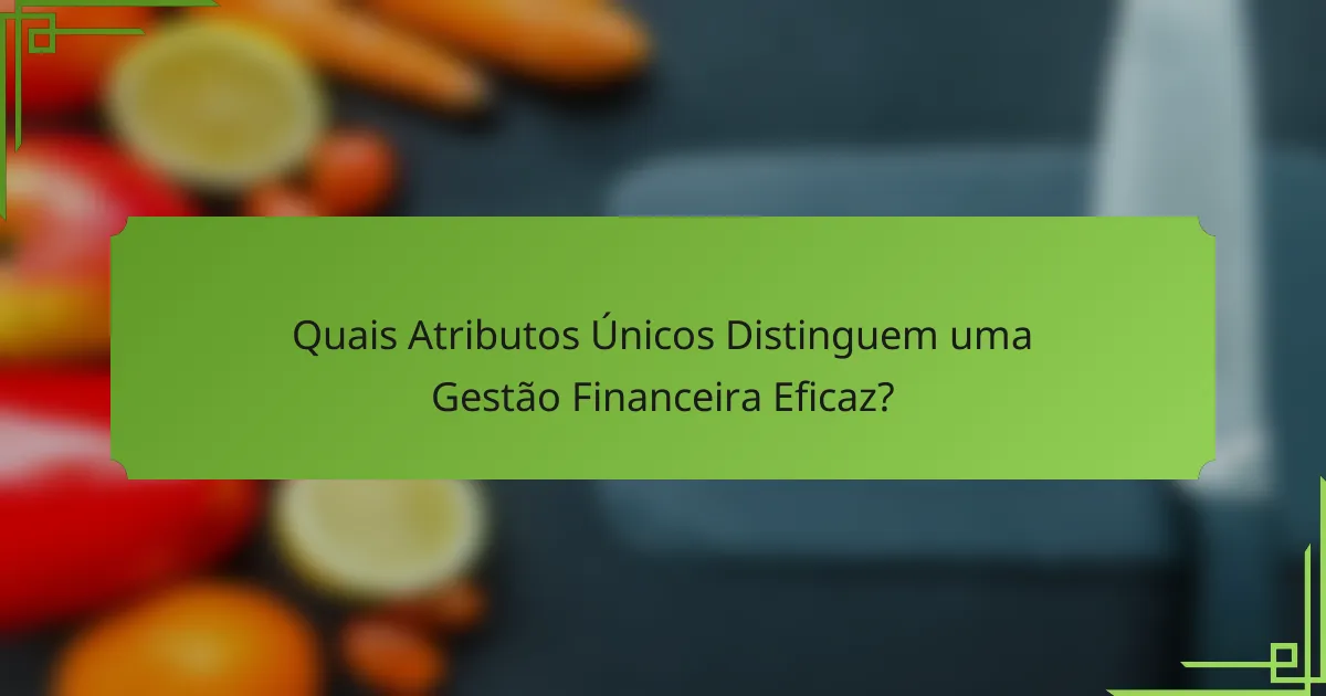Quais Atributos Únicos Distinguem uma Gestão Financeira Eficaz?