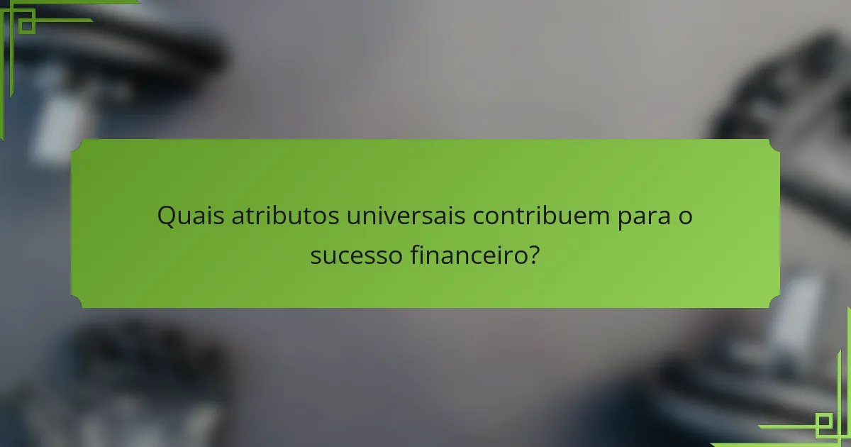Quais atributos universais contribuem para o sucesso financeiro?