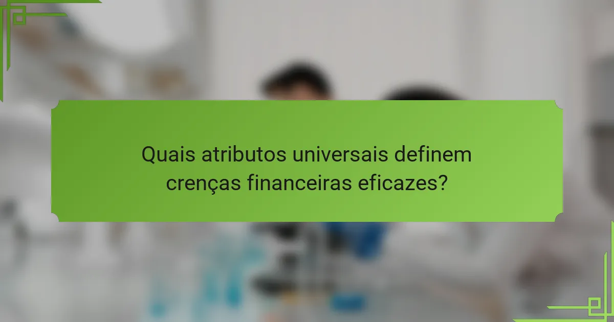 Quais atributos universais definem crenças financeiras eficazes?