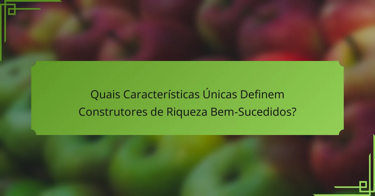 Quais Características Únicas Definem Construtores de Riqueza Bem-Sucedidos?
