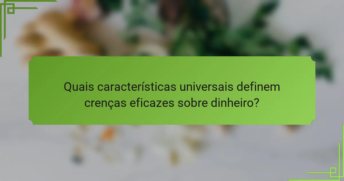 Quais características universais definem crenças eficazes sobre dinheiro?