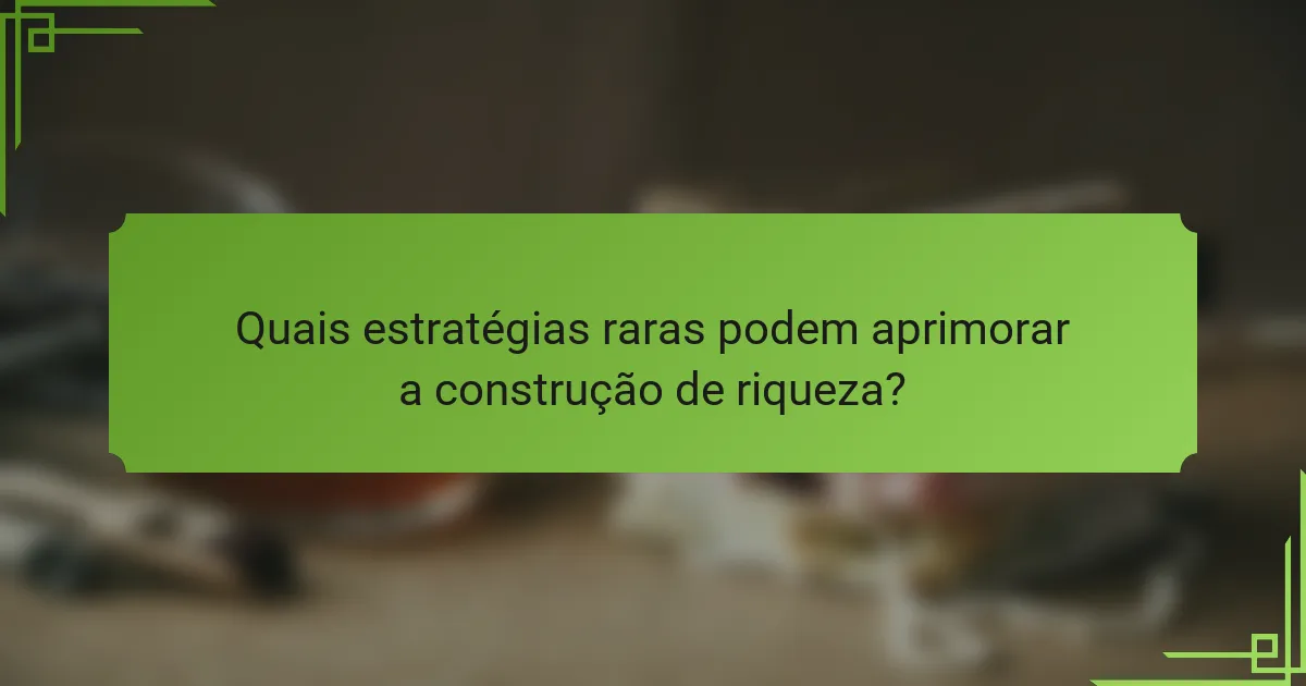 Quais estratégias raras podem aprimorar a construção de riqueza?