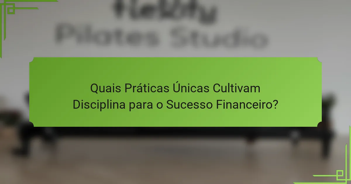 Quais Práticas Únicas Cultivam Disciplina para o Sucesso Financeiro?