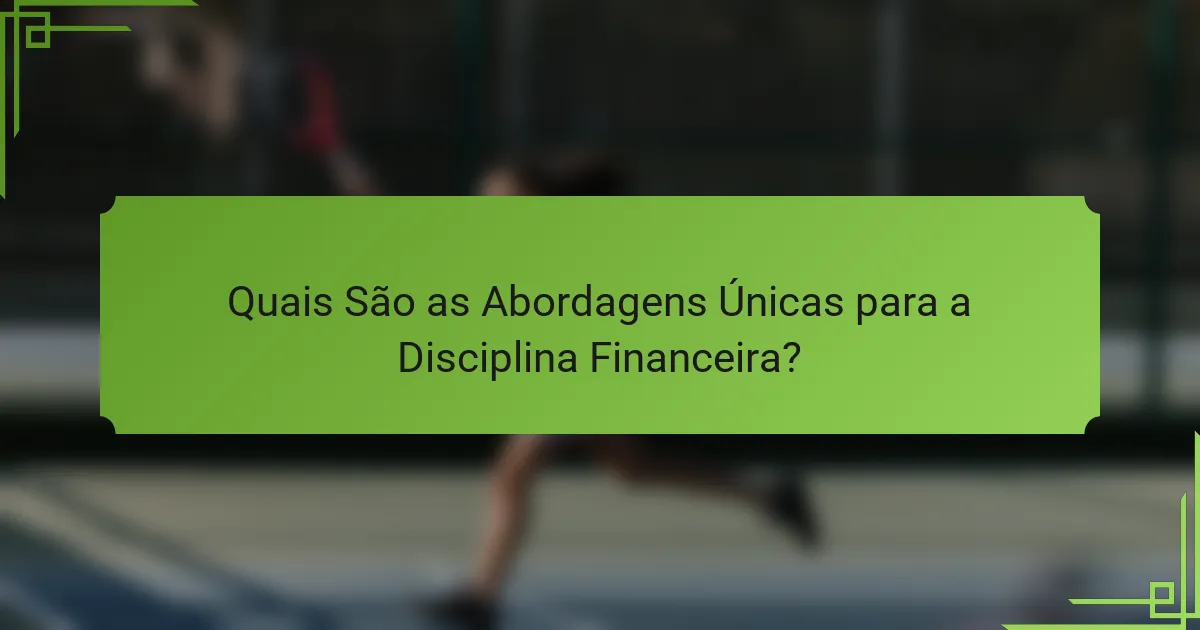 Quais São as Abordagens Únicas para a Disciplina Financeira?