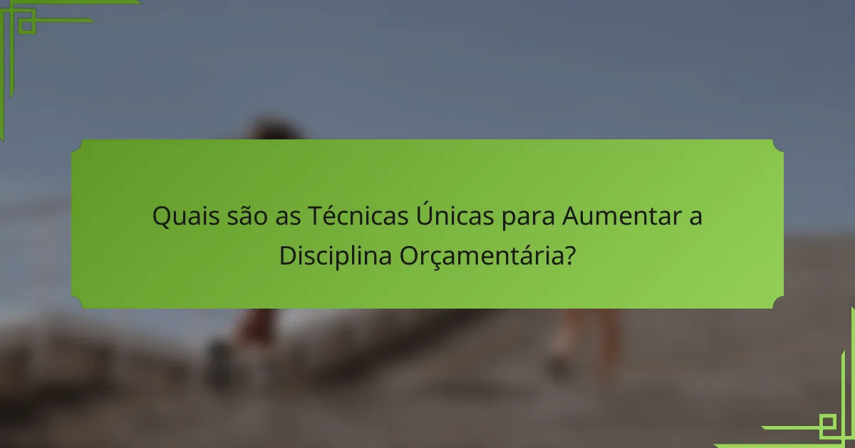 Quais são as Técnicas Únicas para Aumentar a Disciplina Orçamentária?