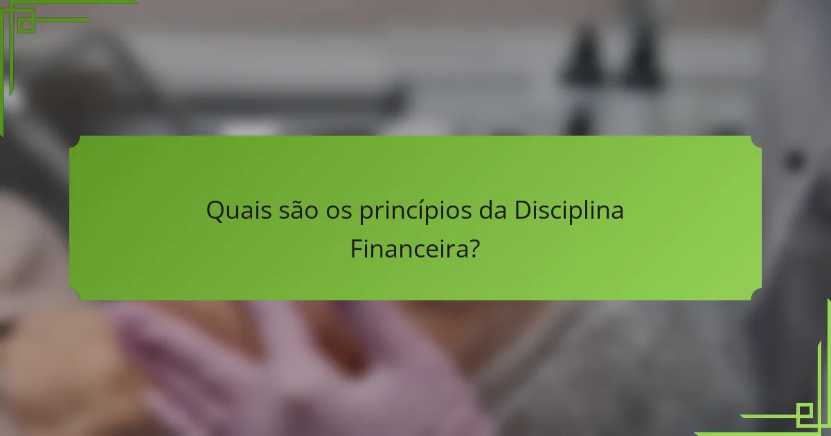 Quais são os princípios da Disciplina Financeira?