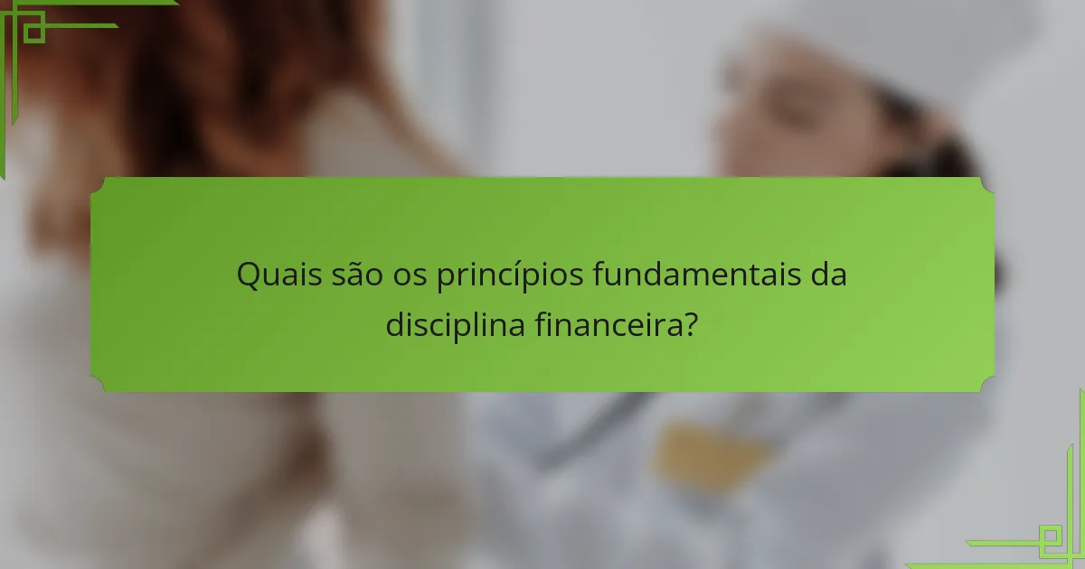 Quais são os princípios fundamentais da disciplina financeira?