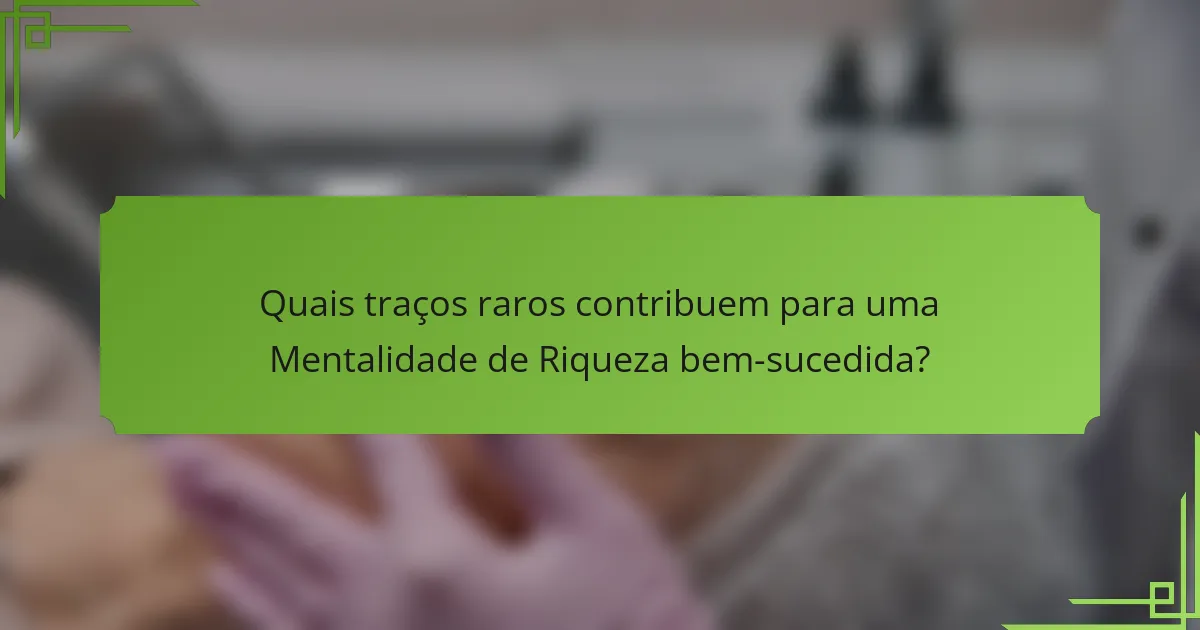 Quais traços raros contribuem para uma Mentalidade de Riqueza bem-sucedida?